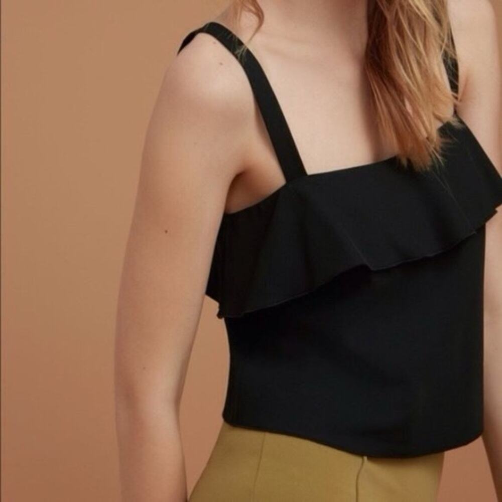 Aritzia Le Fou Wilfred Gallia Black Ruffle Crop Tank Top Size XS
